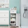 COSTWAY Badezimmerschrank Badschrank weiß, Bodenschrank Toilettenschrank mit verstellbarem Regal & Schublade, Standschrank Midischrank freistehend für Badezimmer Wohnzimmer Küche Bild 3
