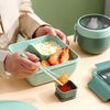 Agger Lunchbox Lunchbox mit Fächern Bento Box Auslaufsicher,mit Tasche und Besteck, (3-tlg, 3er-set), 1100 ml Bento-Lunchbox mit Tasche und Besteck, Mahlzeitenbox Bild 4