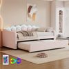 Flieks Daybett, LED Tagesbett Schlafsofa Kinderbett 90x200cm mit Ausziehbett 90x190cm Bild 5