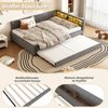Daybett,140*200cm, Tagesbett, Schlafsofa, Ablagefach am Bett, USB+Typ C, Mit LED-Lichtleiste, Bett mit ausziehbarem Bett, Bett mit Lattenrost (ohne Matratze), Leinen, Grau Bild 3