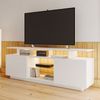 TV-Schrank 140 x 35 x 55 cm aus Spanplatte in Weiß mit LED-Beleuchtung und Hochglanz-Türen Bild 4