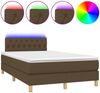 vidaXL Polsterbett mit Matratze & LED Dunkelbraun 120x200 cm Stoff [3133944] Bild 2