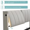 Merax Binaurales LED-Polsterbett 140 x 200 cm, hydraulisches Bett, USB-Anschluss, mit LED-Beleuchtung, mit Stauraum,verstellbares Kopfteil, PU, grau Bild 5