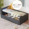 Merax Polsterbett Einzelbett Kinderbett 90*200 cm, Mit LED-Licht, Mit Nachtlicht und USB-Ladeanschluss, Mit Regal, Mit Hydraulischem Stauraum, Samt, Dunkelgrau Bild 3