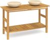 vidaXL Waschtisch mit Creme Marmorbecken Massivholz Teak 3096580 Bild 2