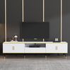TV-Schrank 200 x 40 x 46 cm mit Schublade und Türen – moderner Wohnzimmerschrank in Weiß mit Marmoroptik Bild 2