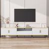 TV-Schrank 200 x 40 x 46 cm mit Schublade und Türen – moderner Wohnzimmerschrank in Weiß mit Marmoroptik Bild 3