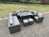 Fimous 10-Sitzer Outdoor PE Rattan Gartenmöbel Gas Feuergrube Esstisch Set Lounge Sofa 2-teilige Sessel Mit 2-Hockern Dunkelgrau gemischte Terrasse Bild 3