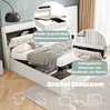 Polsterbett 140x190 cm mit hydraulischem Stauraum – Bett aus PU in Weiß mit Lattenrost Bild 4
