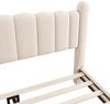 HAUSS SPOLE Polsterbett 180x200cm mit fächerförmigem Kopfteil, Stützbeine,Samt, Beige (ohne Matratze), Zylindrische Stützbeine,Doppelbett aus Samt,180*200cm Bild 4