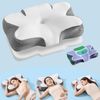 SONGMICS Kopfkissen, Kissen ergonomisch, Nackenkissen, höhenverstellbar, Schlafkissen, Memory Foam Kissen, für Seitenschläfer, Rückenschläfer & Bauchschläfer, wolkenweiß-taubengrau Bild 1