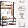 GarveeMore Garderobenständer 4-in-1 mit Sitzbank,3 Etagen Ablage und 8 Haken,183cm, mit Schuhbank,verstellbare Füße,Kleiderstange,101x40x183cm Bild 4