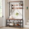 GarveeMore Garderobenständer 4-in-1 mit Sitzbank,3 Etagen Ablage und 8 Haken,183cm, mit Schuhbank,verstellbare Füße,Kleiderstange,101x40x183cm Bild 2