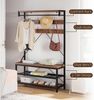GarveeMore Garderobenständer 4-in-1 mit Sitzbank,3 Etagen Ablage und 8 Haken,183cm, mit Schuhbank,verstellbare Füße,Kleiderstange,101x40x183cm Bild 3