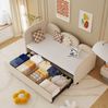 Kinderbett 90x200 cm mit Schublade – gepolstertes Tagesbett in Blumenform aus Samt in Beige Bild 5