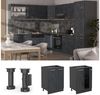 Küchenunterschrank R-Line Schwarz Beton 60 cm ohne Arbeitsplatte Vicco Bild 2