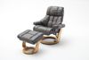 Relaxsessel Calgary XXL creme Leder mit Hocker/ Walnuss Bild 2