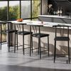 GarveeMore Barhocker mit U-förmiger Rückenlehne & schwarzes Metallgestell (4 St), PU-Leder Sitzfläche, Sitzhöhe 64 cm, Gesamthöhe 95 cm Bild 2