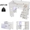 Hochbett 90×200 cm mit Schreibtisch, LED und Leiter, Weiß, ohne Matratze Bild 5