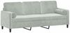 vidaXL 3-Sitzer-Sofa mit Zierkissen Hellgrau 180 cm Samt 3200891 Bild 3