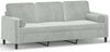 vidaXL 3-Sitzer-Sofa mit Zierkissen Hellgrau 180 cm Samt 3200891 Bild 2