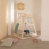 roba Montessori Indoor Spielturm inkl. 2in1 Rutsch- & Kletterbrett, Kletternetz- & Sprossenseite, Schaukel & Turnringen - Geeignet ab 24 Monaten - Belastbar bis 70 kg - Holz natur Bild 2