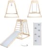roba Montessori Indoor Spielturm inkl. 2in1 Rutsch- & Kletterbrett, Kletternetz- & Sprossenseite, Schaukel & Turnringen - Geeignet ab 24 Monaten - Belastbar bis 70 kg - Holz natur Bild 3