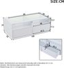 Couchtisch 100 x 50 x 35 cm mit LED-Beleuchtung, 2 Schubladen, Glasplatte und offenem Stauraum, Weiß Bild 5