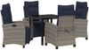 vidaXL Garten Essgruppe mit Kissen 5 pcs Grau Poly-Rattan 3380471 Bild 2
