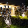 LED Solarleuchte, Pfau, Kupfer, Dekorsteine, Höhe 56,8 cm Bild 5