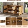 Merax 140cm Sideboards Mit 3 Türen, Esszimmerschrank mit verstellbaren Trennwänden, breite grifflose Schließfächer, vielseitig einsetzbar Sofa-Beistellschrank, Holzfarbe + Schwarz Bild 5