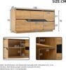 Merax 140cm Sideboards Mit 3 Türen, Esszimmerschrank mit verstellbaren Trennwänden, breite grifflose Schließfächer, vielseitig einsetzbar Sofa-Beistellschrank, Holzfarbe + Schwarz Bild 4