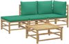 vidaXL 4-tlg. Garten-Lounge-Set mit Grünen Kissen Bambus 3155144 Bild 3