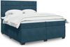 vidaXL Boxspringbett mit Matratze Blau 200x200 cm Samt 3293306 Bild 1