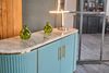 KAWOLA Sideboard MARIA Marmorplatte Kunstleder hellblau 76 x 40 x 150 cm Bild 4