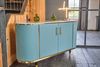 KAWOLA Sideboard MARIA Marmorplatte Kunstleder hellblau 76 x 40 x 150 cm Bild 2