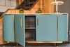 KAWOLA Sideboard MARIA Marmorplatte Kunstleder hellblau 76 x 40 x 150 cm Bild 5