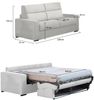 Dmora 3-Sitzer Schlafsofa Marcon, Schlafsofa fürs Wohnzimmer, gepolstert, abnehmbar, 100 % Made in Italy-Qualität, 220x95 h100 cm, Hellgrau Bild 3