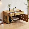 Katzenkloschrank (bewegliche Katzentoilette) – Katzenschrank/Katzenhaus mit abnehmbare Sandablassplatte, geruchsisoliert, ohne Katzenklo, 100×45×66 cm (Naturholzfarbe, Gelbmaplefarbe) Bild 5