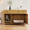 Katzenkloschrank (bewegliche Katzentoilette) – Katzenschrank/Katzenhaus mit abnehmbare Sandablassplatte, geruchsisoliert, ohne Katzenklo, 100×45×66 cm (Naturholzfarbe, Gelbmaplefarbe) Bild 3
