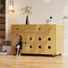 Katzenkloschrank (bewegliche Katzentoilette) – Katzenschrank/Katzenhaus mit abnehmbare Sandablassplatte, geruchsisoliert, ohne Katzenklo, 100×45×66 cm (Naturholzfarbe, Gelbmaplefarbe) Bild 4