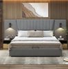 Graues Luxus Polsterbett 180x200 cm Mit Leselampen Und USB Anschlüssen Doppelbett Mit Hydraulischem Stauraum Samtbezug 300 Kg Tragkraft Bild 2