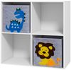Kinderregal aus Spanplatte mit 4 Fächern & 2 Boxen, 61,8x29,9x61,8 cm, Weiß Bild 4