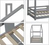 Hausbett Kinderbett aus Massivholz mit Rausfallschutz, 96x209x142,5 cm, Grau, ohne Matratze Bild 4