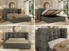 Polsterbett FLONELLE CLASSIC 140 x 200 cm mit Stauraum, Federholzlattenrost, Massivholzrahmen, gestepptes Kopfteil Gasdruckfeder Schlafzimmerbett Multipocket Matratze - Dunkelgrau Samt - ELORI LUX Bild 2