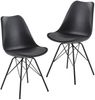 FINEBUY Esszimmerstuhl FB23289, Küchenstuhl 2er Set Schwarz Polsterstuhl Skandinavisches Design, Schalenstuhl mit Kunstleder-Bezug, Stuhl Gepolstert Bild 1