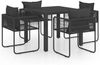 vidaXL 5-tlg. Garten-Essgruppe PVC Rattan Schwarz 3060101 Bild 2