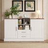 Sideboard 140x40x79,5 cm in Weiß und Braun mit 2 Türen, 2 Schubladen und 4 offenen Fächern Bild 3