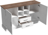Sideboard 140x40x79,5 cm in Weiß und Braun mit 2 Türen, 2 Schubladen und 4 offenen Fächern Bild 5