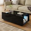 Merax 105 cm Couchtisch mit Stauraum, LED-Stimmungsbeleuchtung, Glasplatte und 2 Schubladen, Schwarz Bild 2
